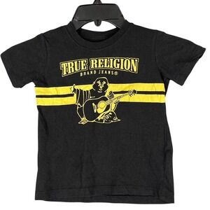 True Religion Shirt 5 Boys Youth Casual Short-sleeve‎ Tee Cotton Blend Black